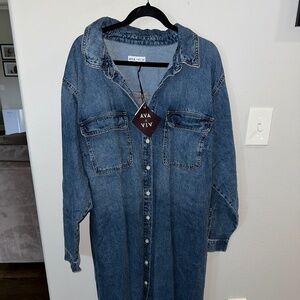 Ava & Viv Blue Denim Shirt Dress
